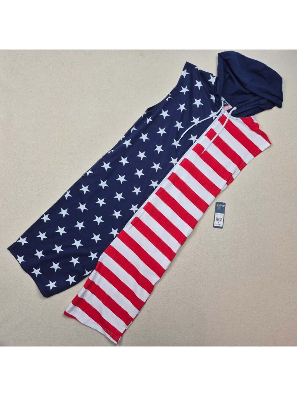 Freedom 76 USA Flag Hooded Romper July 4th Independence Day Patriot Sz S NWT
